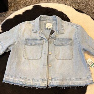 Habitual short sleeve frayed edge jean jacket size large - new with tags